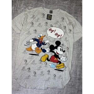 Mickey Mouse Shirt Woman's Large Grey Donald Duck Vtg 90s Night Shirt‎ Dress